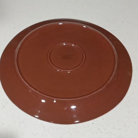 Pottery Barn cream & brown incised scroll Cabrerra design stoneware 14" platter - Picture 3 of 4